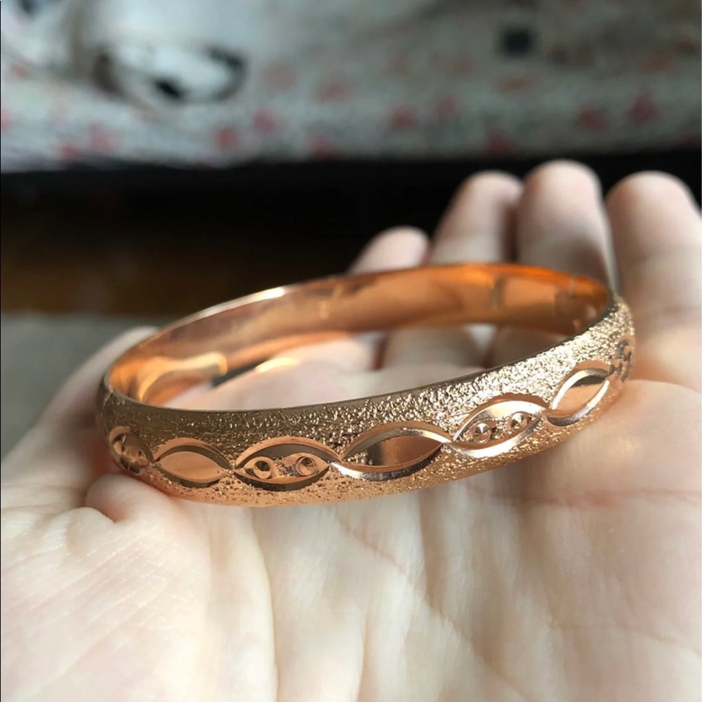 Copper Tone Thick Bangle Bracelet